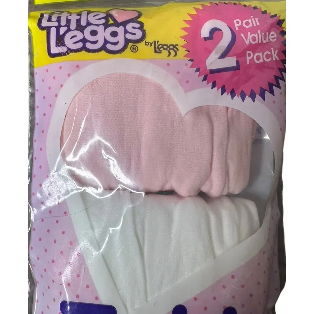 Vintage Little Leggs 2 Pr Tights White Pink Little Girls Nylons Tights Size 2-4